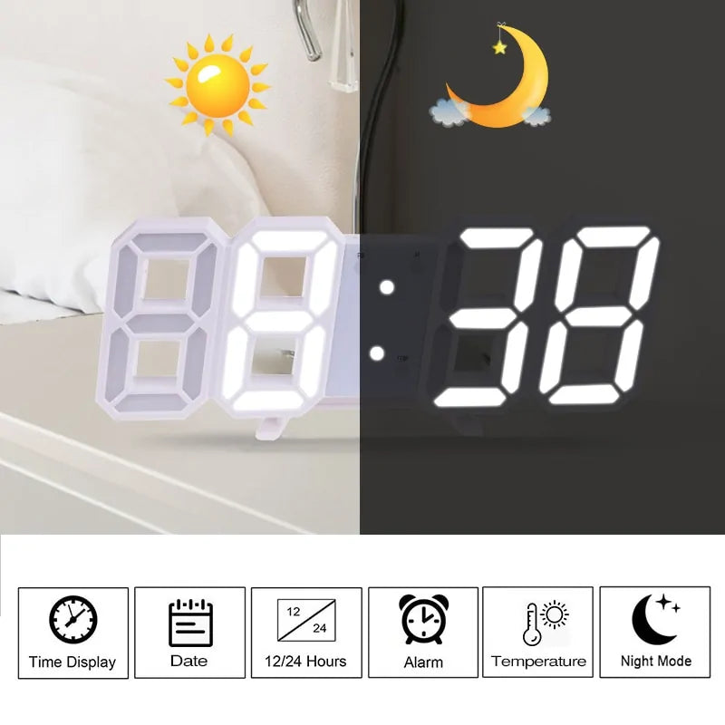 Stylish Sophisticated 3D LED Digital Wall Clock