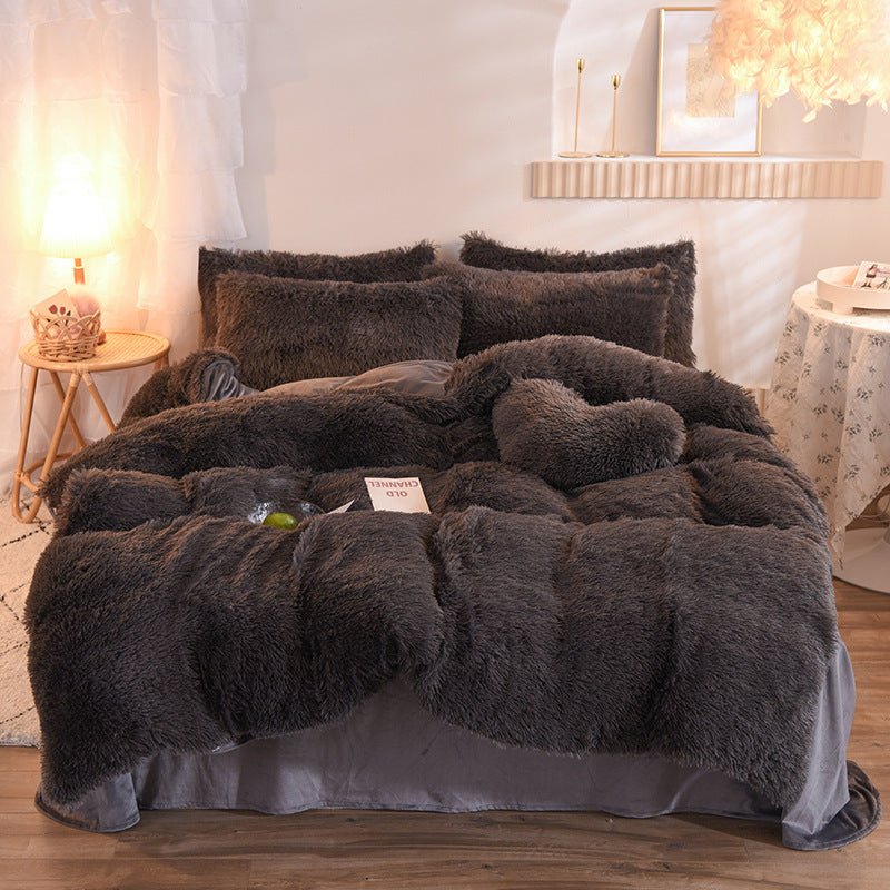 Luxury Thick Fleece Duvet Cover Queen King Winter Warm Bed Quilt Cover
