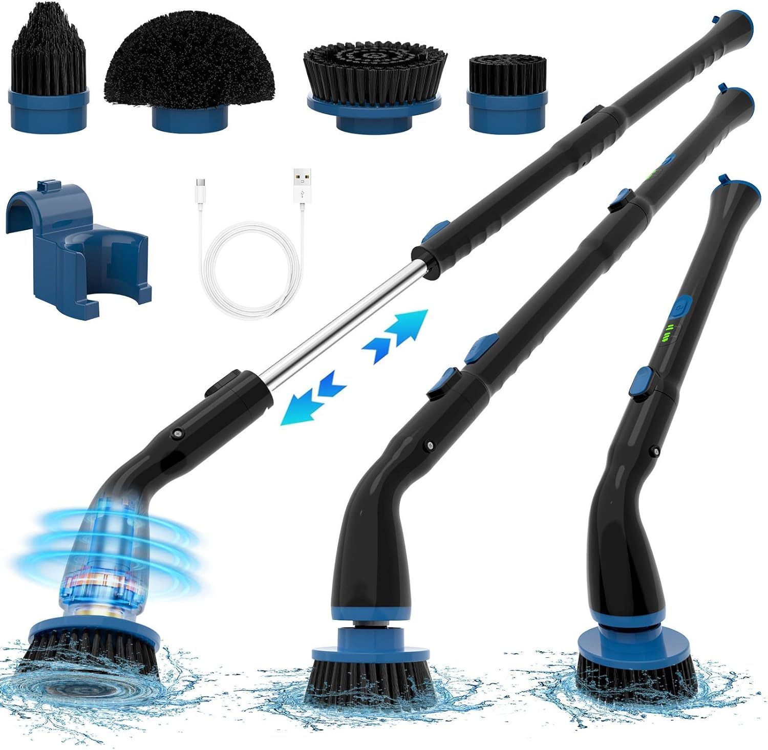 Electric Cleaning Brush With Replaceable Brush Heads with Extension